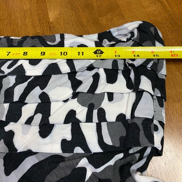 Cache Black, white & Gray camouflage animal print tube top A Line Short Dress L - Picture 5 of 8